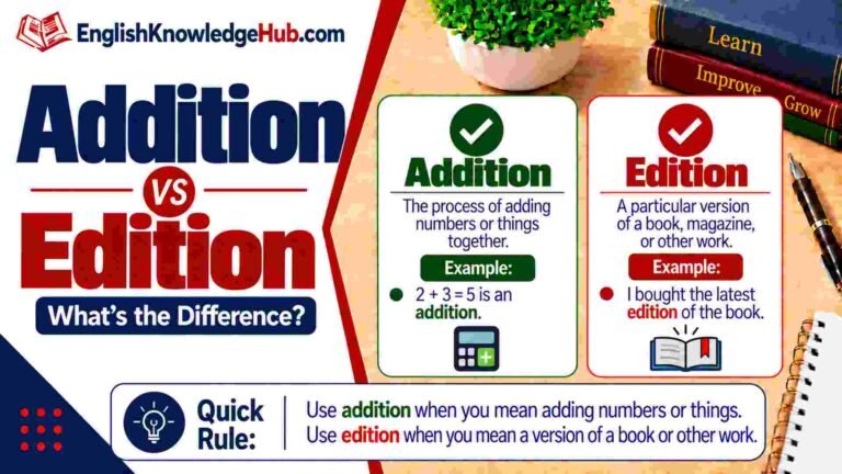 Addition Vs Edition: Meaning, Key Difference, Rules, and Easy Examples