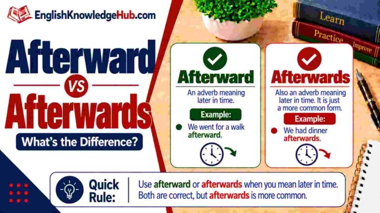 Afterward Vs Afterwards: Which One Is Correct to Use?