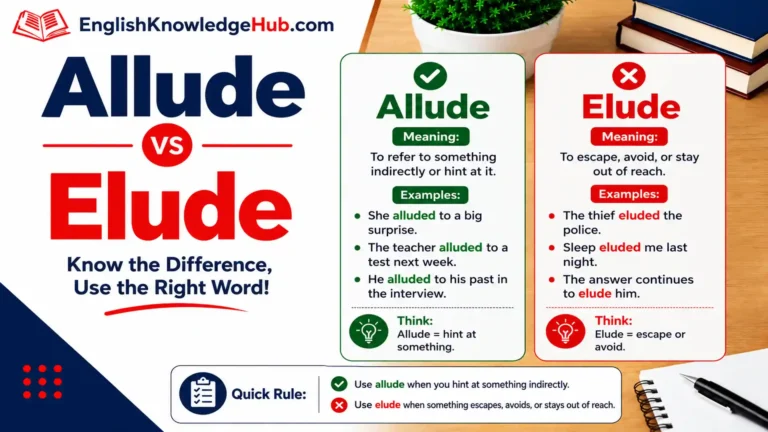 Allude Vs Elude: Meanings, Differences, Rules, and Examples Made Easy