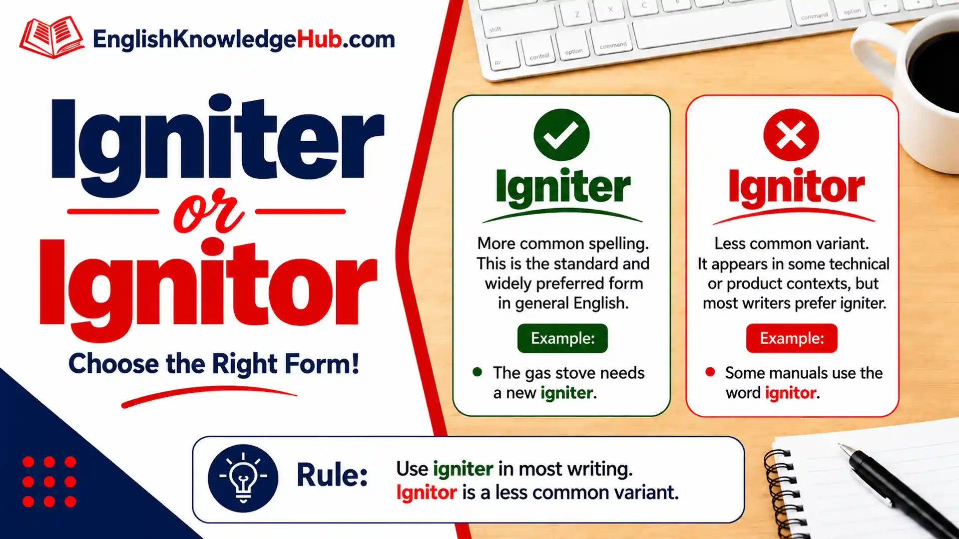 Ignitor or Igniter: Correct Spelling, Meaning, Use and Simple Examples