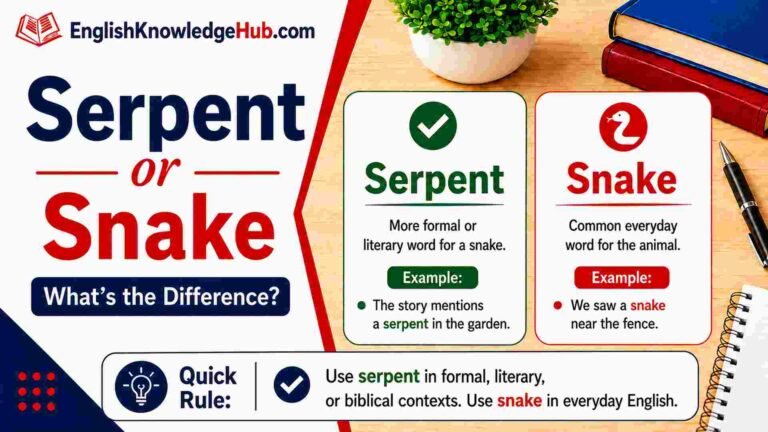 Serpent vs Snake: Meaning, Difference, and Easy Examples