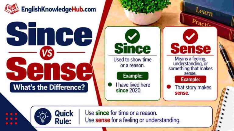 Since Vs Sense: Meaning, Difference, Rules, Usage, and Simple Examples