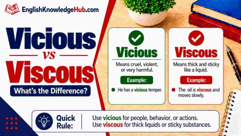Vicious Vs Viscous: Easy Meaning, Rules and Examples