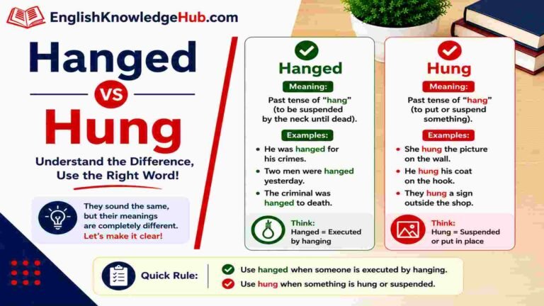 Hanged vs Hung: Meaning, Difference, and Correct Usage