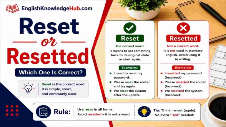 Reset or Resetted: Simple Grammar Rule and Examples